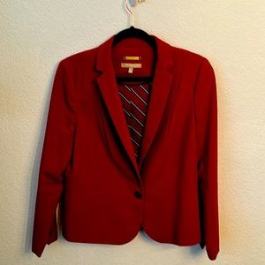 Talbots red power suit jacket size 12P. Beautifully made with peplum, 1 button.